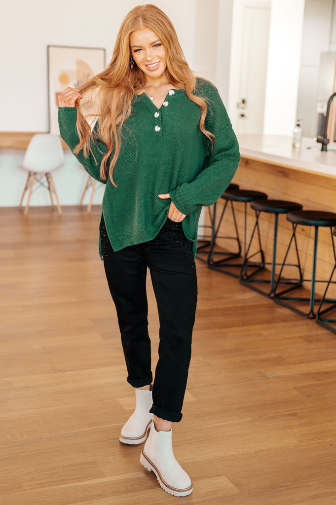 Good Afternoon Henley Sweater - Molliee Boutique