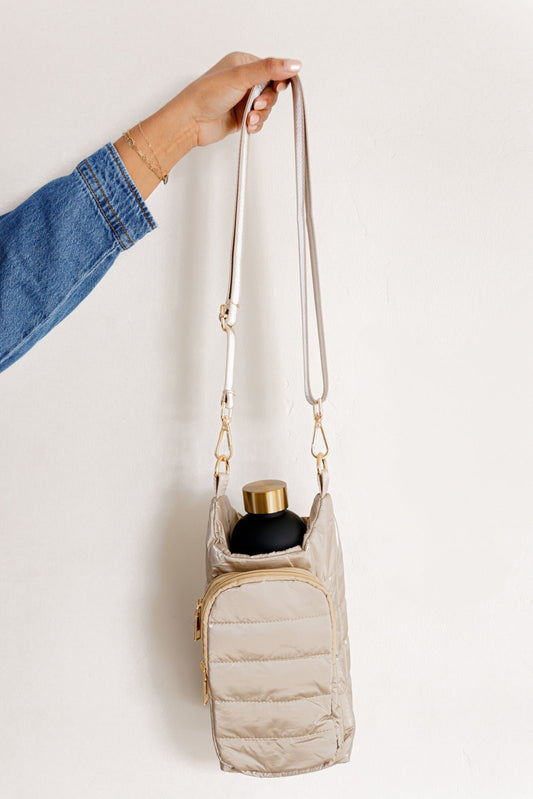 Gotcha Girl Puffer Tumbler Tote in Gold - Molliee Boutique