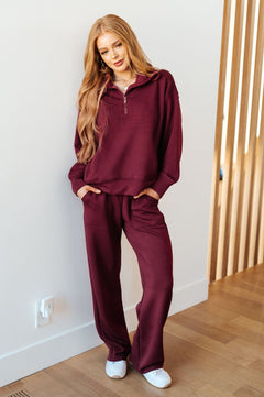 Handle That Straight Leg Pants in Wine - Molliee Boutique