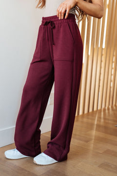 Handle That Straight Leg Pants in Wine - Molliee Boutique