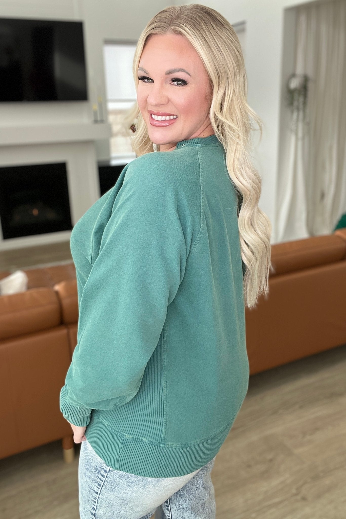 Hands Down Favorite Sweatshirt in Hunter Green - Molliee Boutique