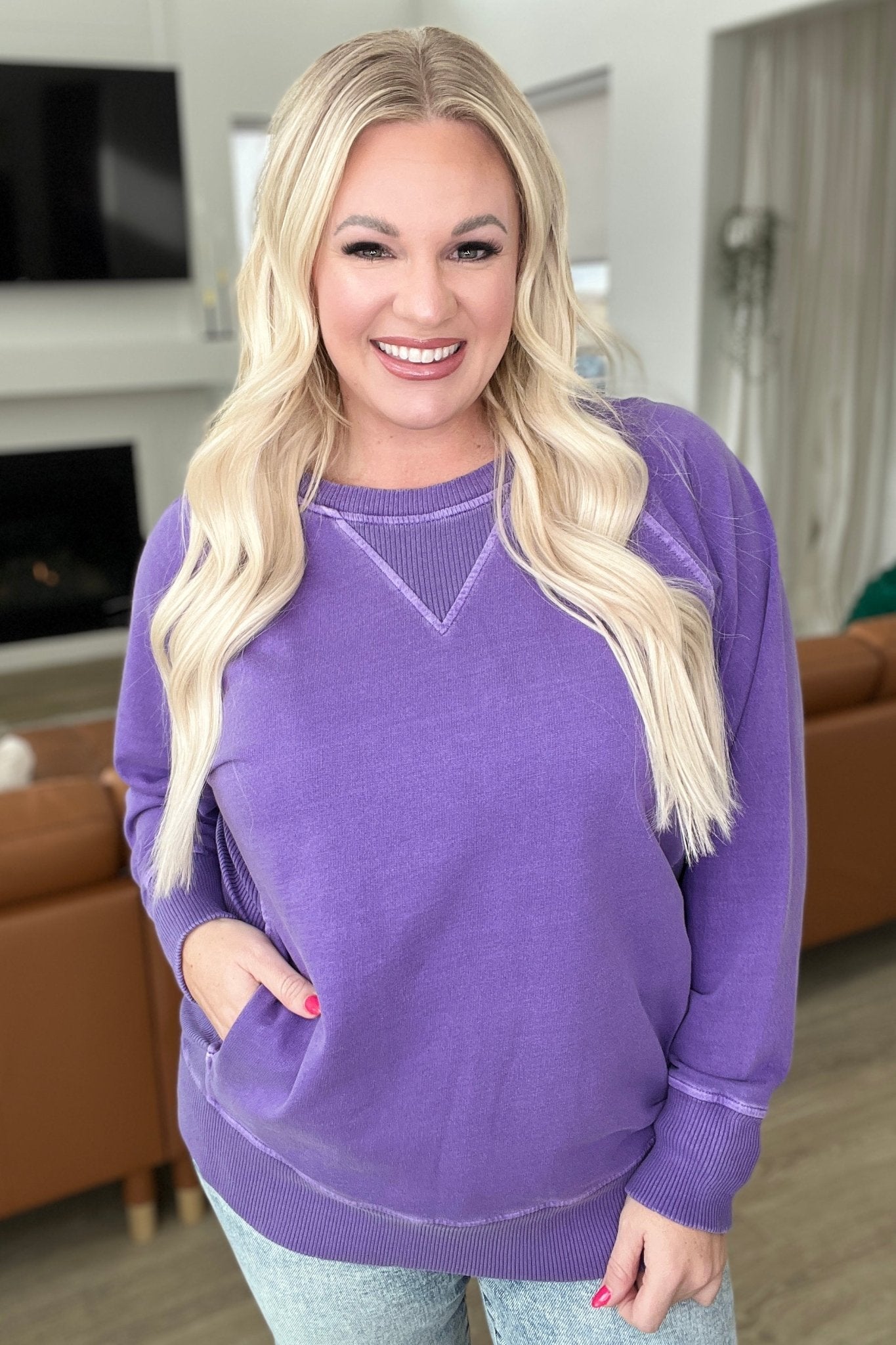 Hands Down Favorite Sweatshirt in Purple - Molliee Boutique