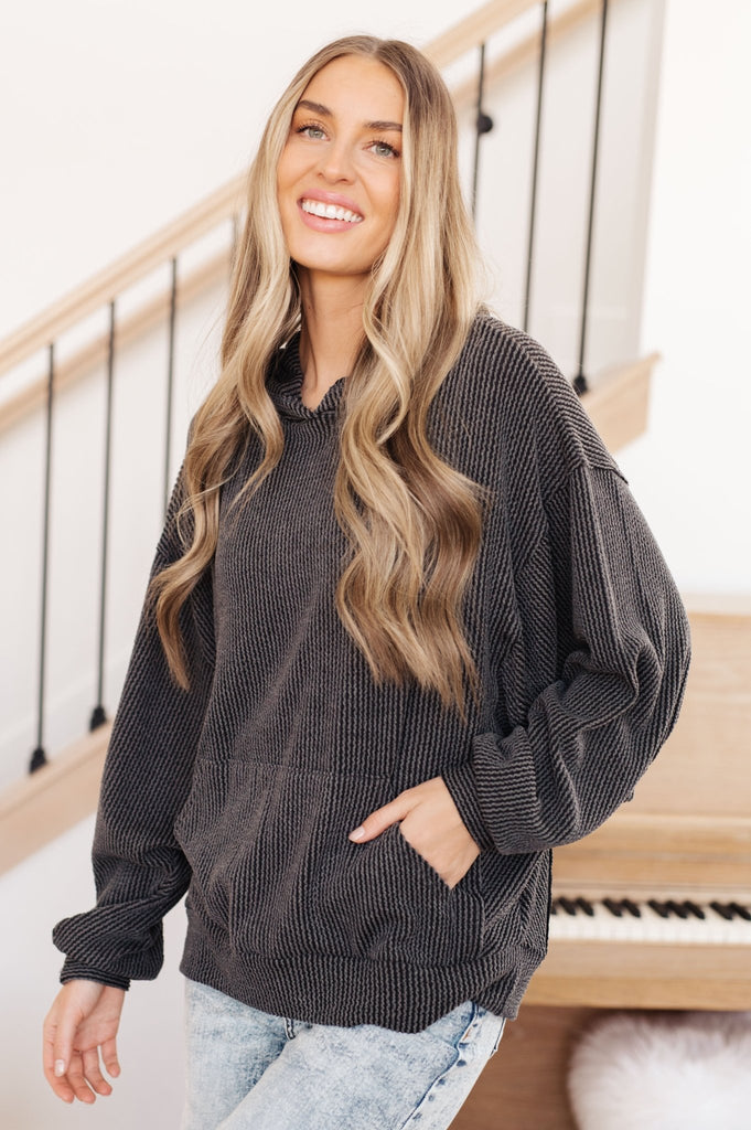 Hold Thought Rib Knit Hoodie - Molliee Boutique