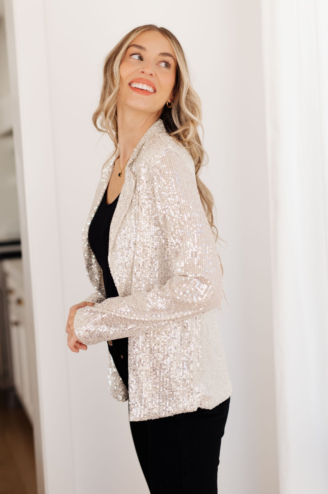 I Know You're Busy Sequin Blazer - Molliee Boutique