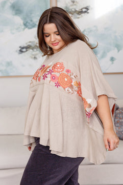 Isabel Embroidered Tunic in Mocha - Molliee Boutique