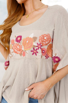 Isabel Embroidered Tunic in Mocha - Molliee Boutique