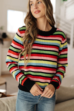 Keep Dreaming Striped Sweater - Molliee Boutique