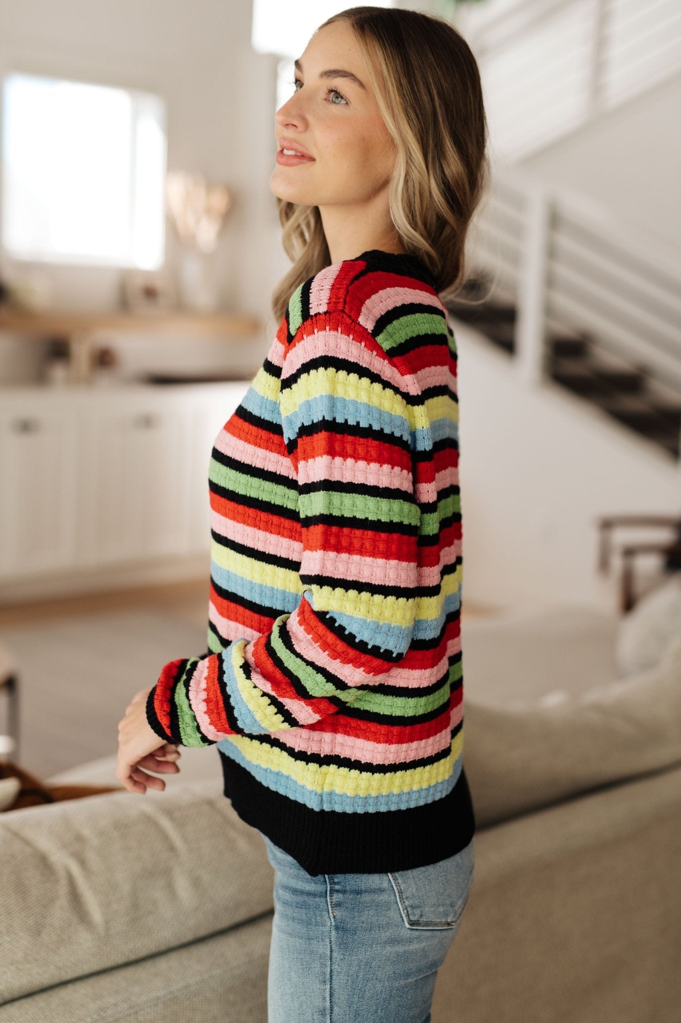 Keep Dreaming Striped Sweater - Molliee Boutique