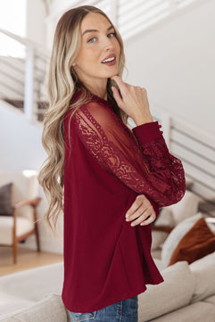 Lace on My Sleeves Blouse - Molliee Boutique