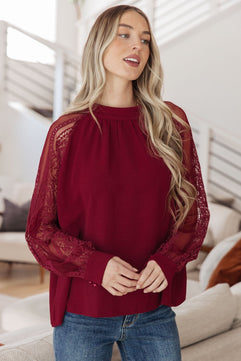 Lace on My Sleeves Blouse - Molliee Boutique