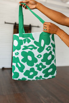 Lazy Daisy Knit Bag in Green - Molliee Boutique