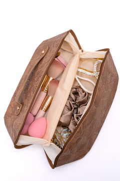 Life In Luxury Large Capacity Cosmetic Bag in Tan - Molliee Boutique