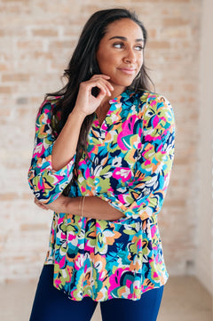 Little Lovely Blouse in Neon Floral - Molliee Boutique