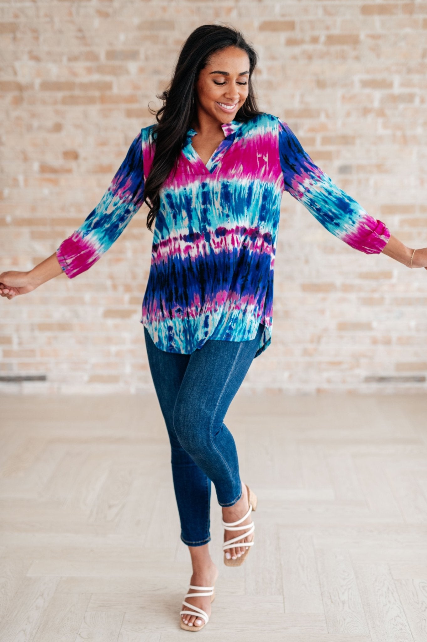 Little Lovely Blouse in Tie Dye - Molliee Boutique