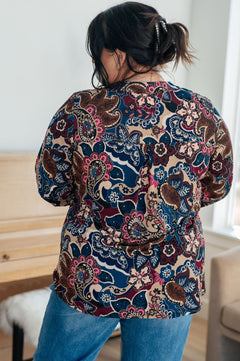 Little Lovely Blouse in Wine Paisley - Molliee Boutique