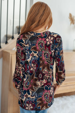 Little Lovely Blouse in Wine Paisley - Molliee Boutique