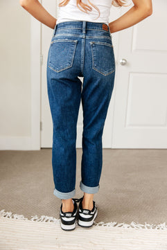 London Midrise Cuffed Boyfriend Jeans - Molliee Boutique