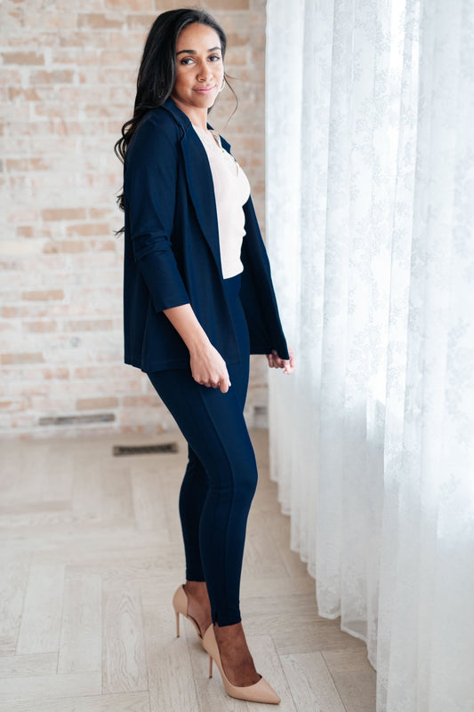 Magic 3/4 Blazer in Navy - Molliee Boutique