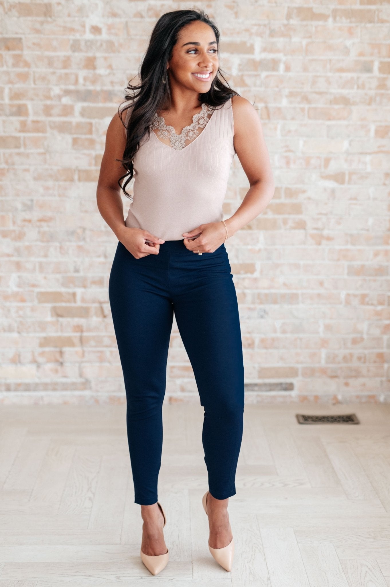 Magic Skinny Pants in Navy - Molliee Boutique