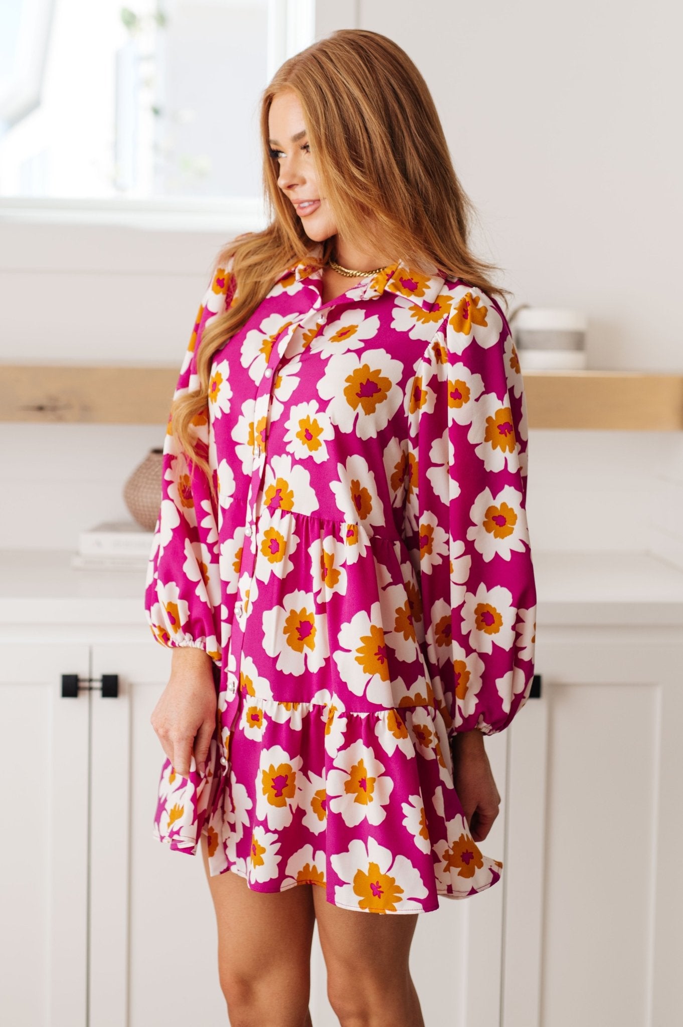 Magnificently Mod Floral Shirt Dress - Molliee Boutique