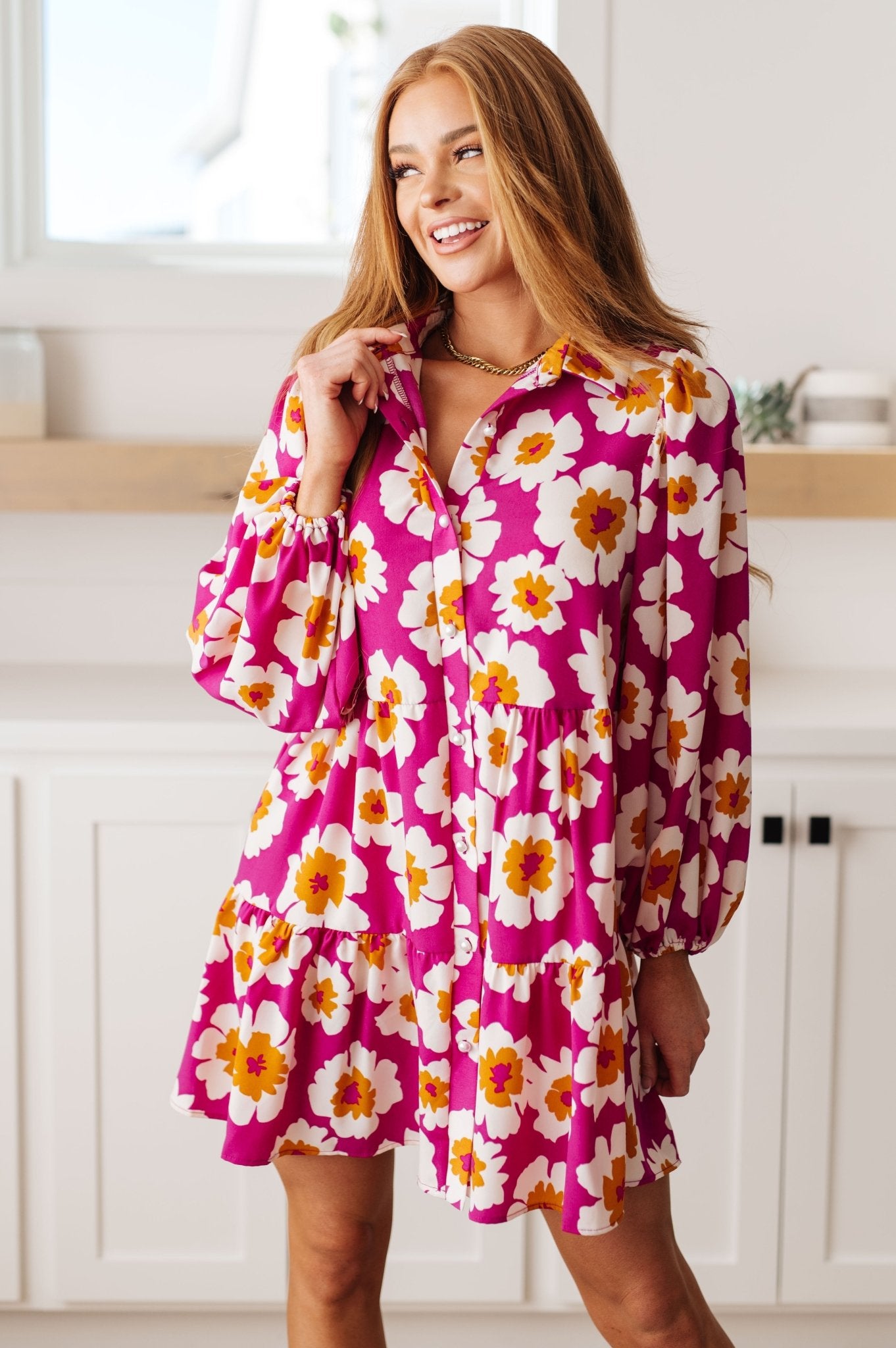 Magnificently Mod Floral Shirt Dress - Molliee Boutique