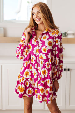 Magnificently Mod Floral Shirt Dress - Molliee Boutique