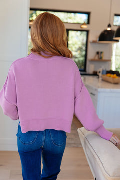 Mags Side Slit Cropped Sweater in Mauve - Molliee Boutique