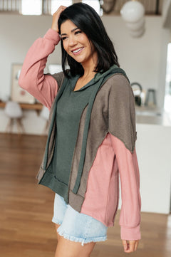 Message Me Back Color Block Hoodie - Molliee Boutique