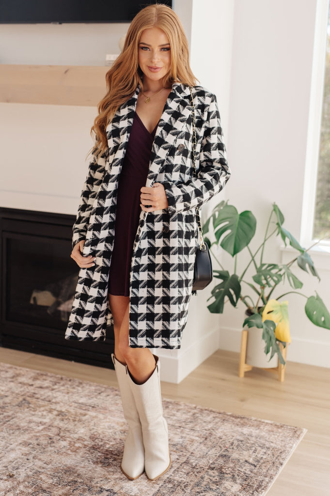 Monochromatic Moment Plaid Coat - Molliee Boutique