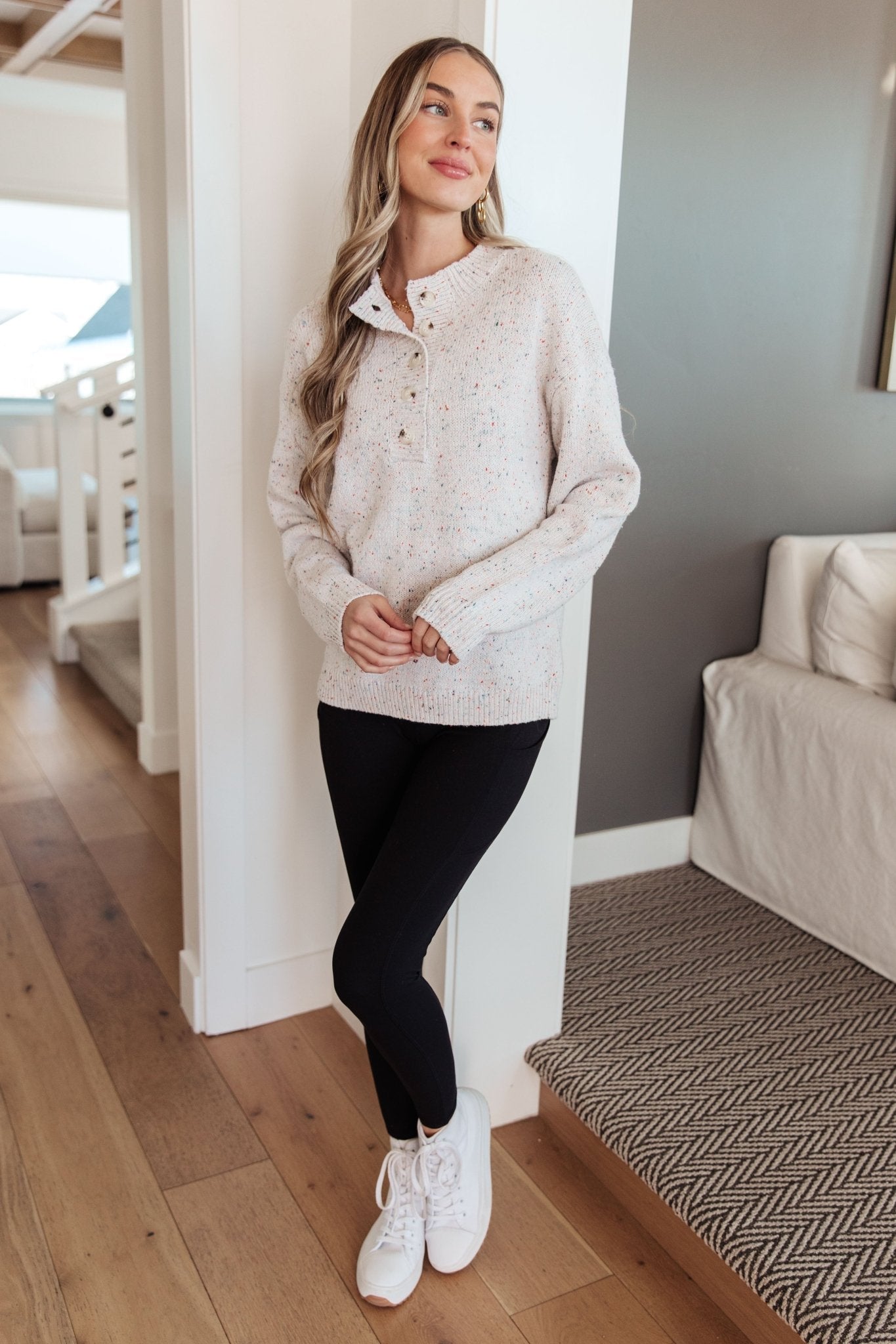 Never Give Up Henley Sweater - Molliee Boutique