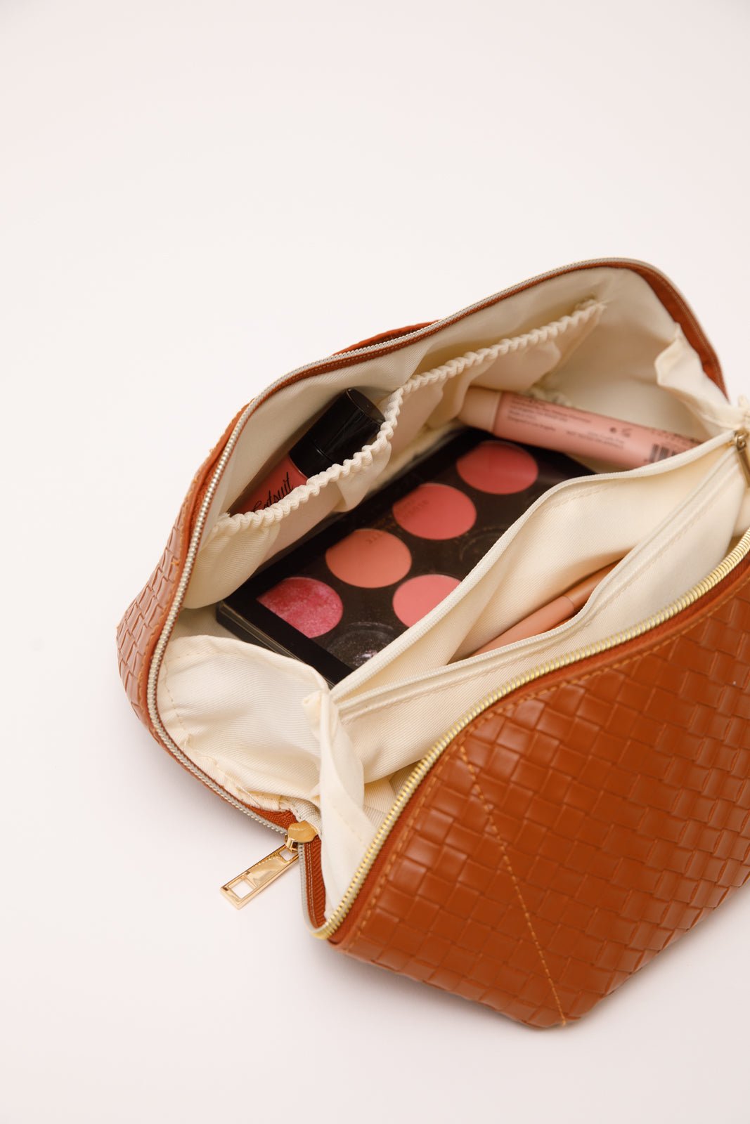 New Dawn Large Capacity Cosmetic Bag in Cognac - Molliee Boutique