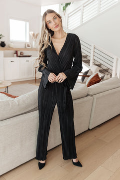 Night Out Plisse Jumpsuit - Molliee Boutique