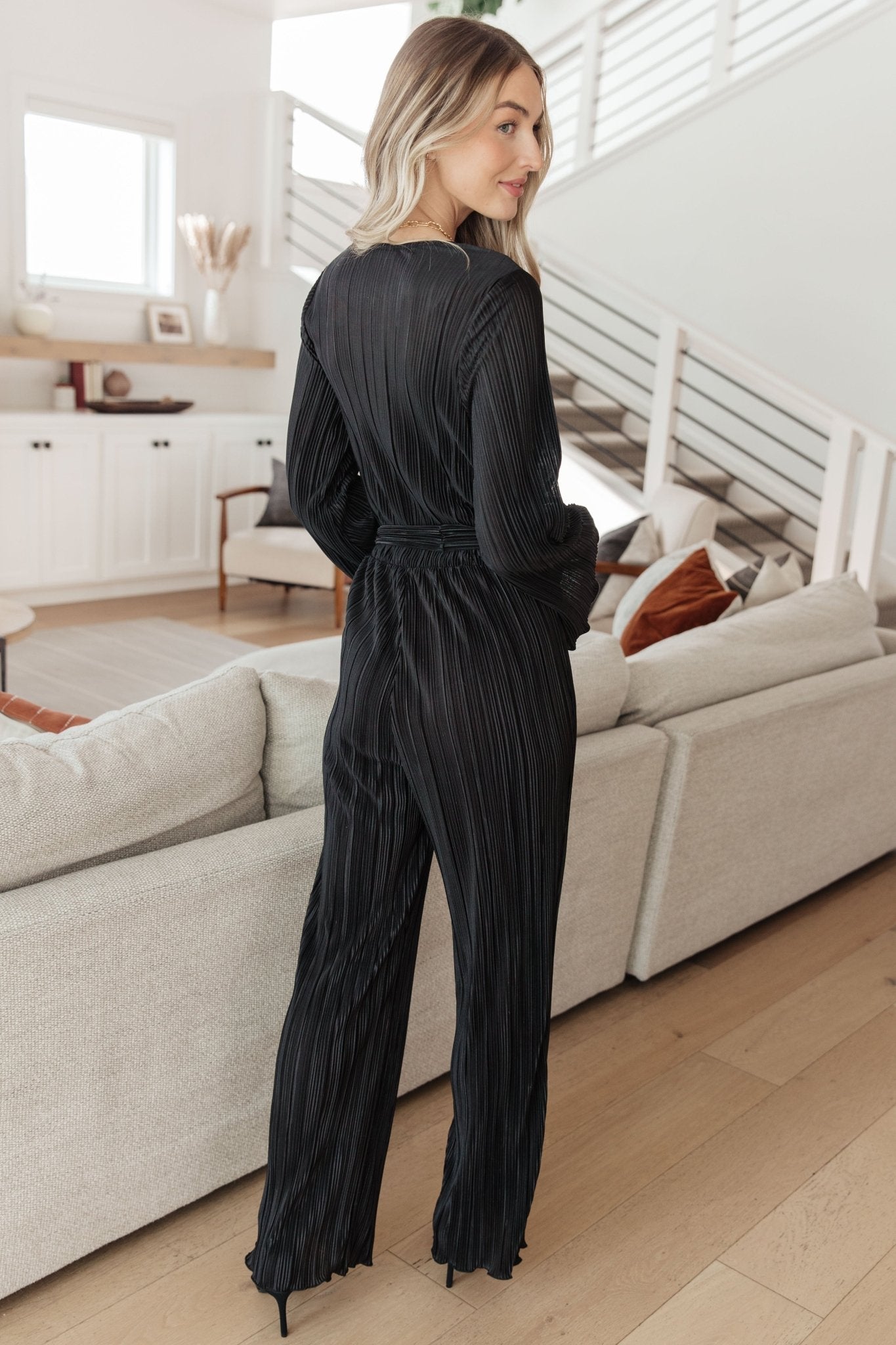 Night Out Plisse Jumpsuit - Molliee Boutique