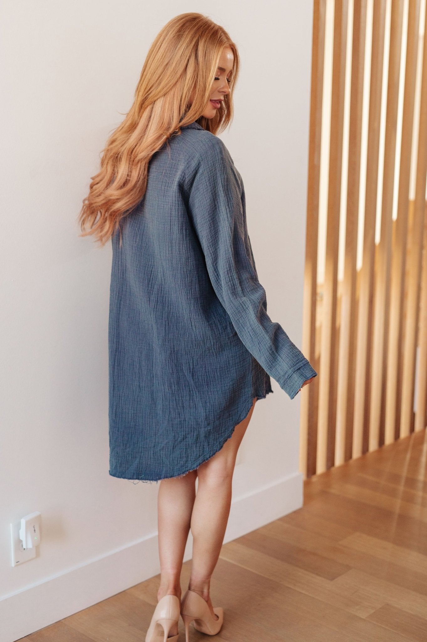 No Trepidation Mineral Wash Shirt Dress - Molliee Boutique