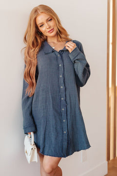 No Trepidation Mineral Wash Shirt Dress - Molliee Boutique