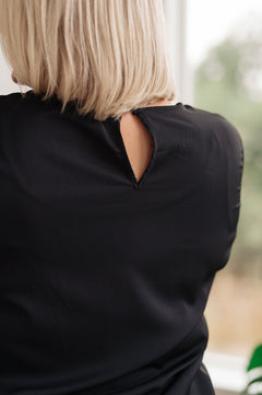 Peaceful Moments Smocked Sleeve Blouse in Black - Molliee Boutique