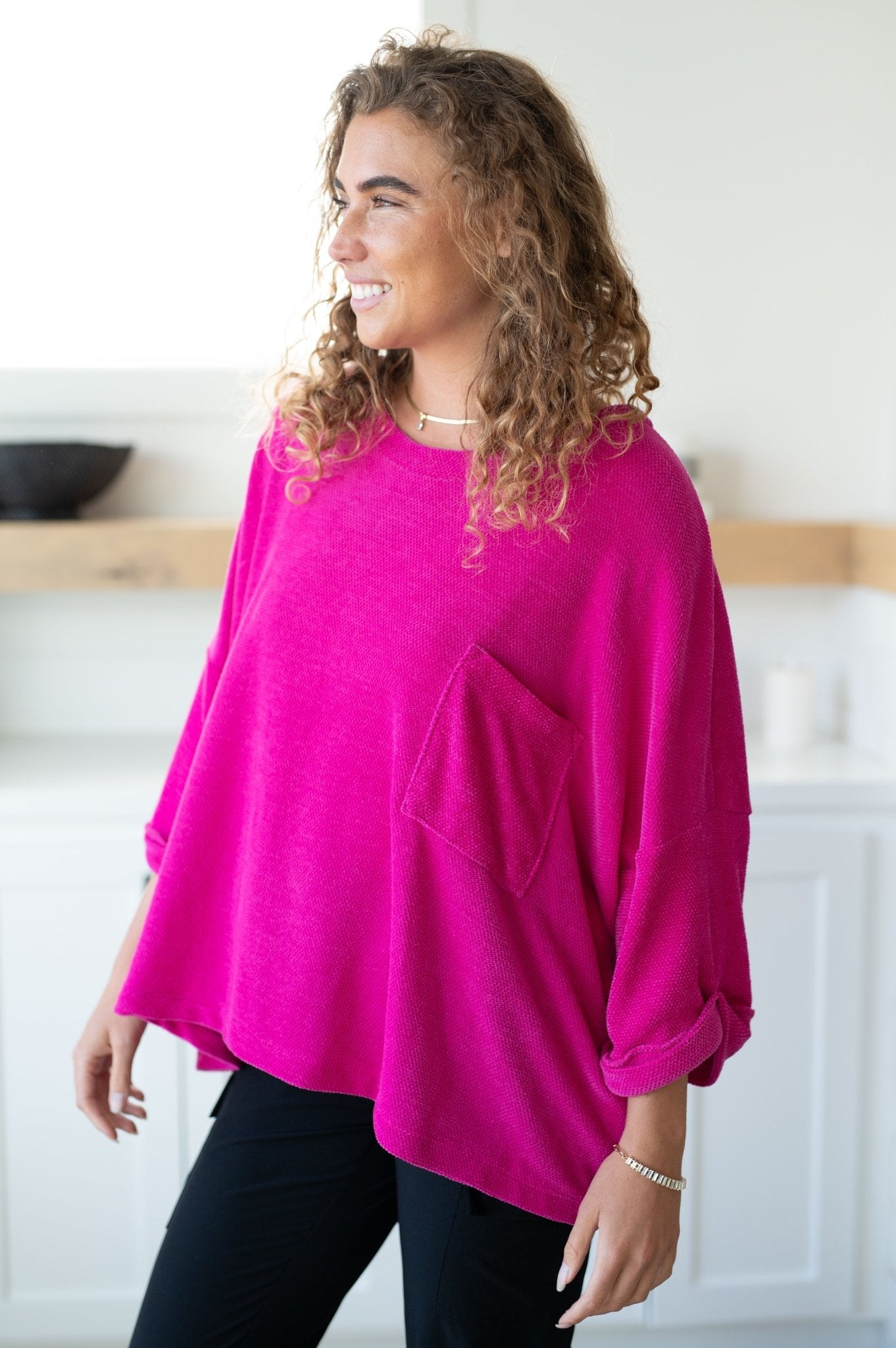 Pink Thoughts Chenille Blouse - Molliee Boutique