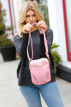 Pink Vegan Leather Small Cross Body Bag - Molliee Boutique