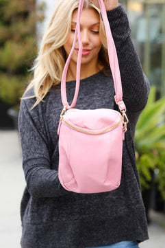 Pink Vegan Leather Small Cross Body Bag - Molliee Boutique