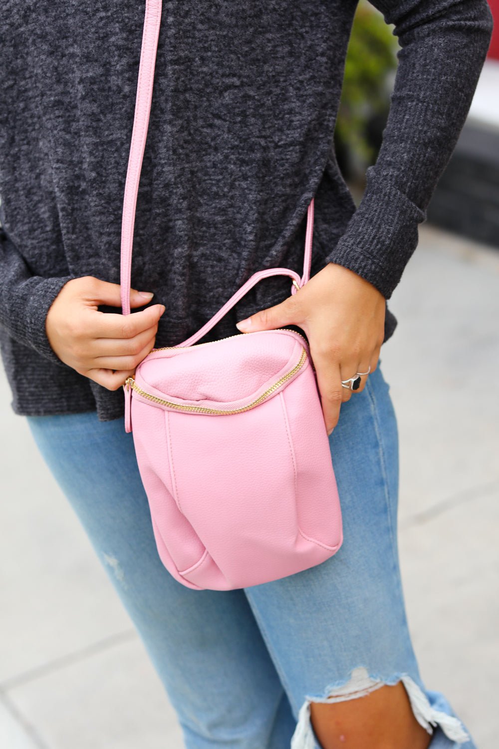 Pink Vegan Leather Small Cross Body Bag - Molliee Boutique