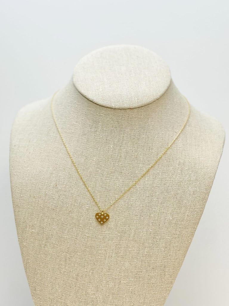 PREORDER: Crystal-Studded Gold-Dipped Heart Pendant Necklace - Molliee Boutique