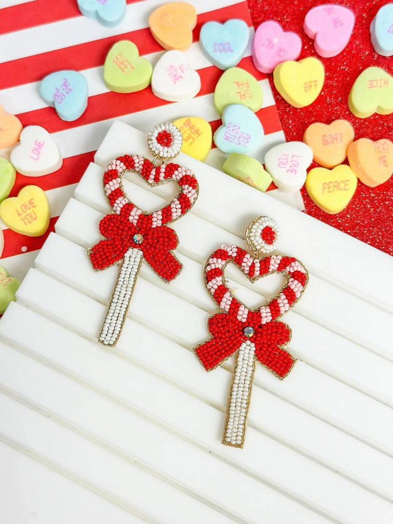 PREORDER: Heart Wand Beaded Dangle Earrings - Molliee Boutique