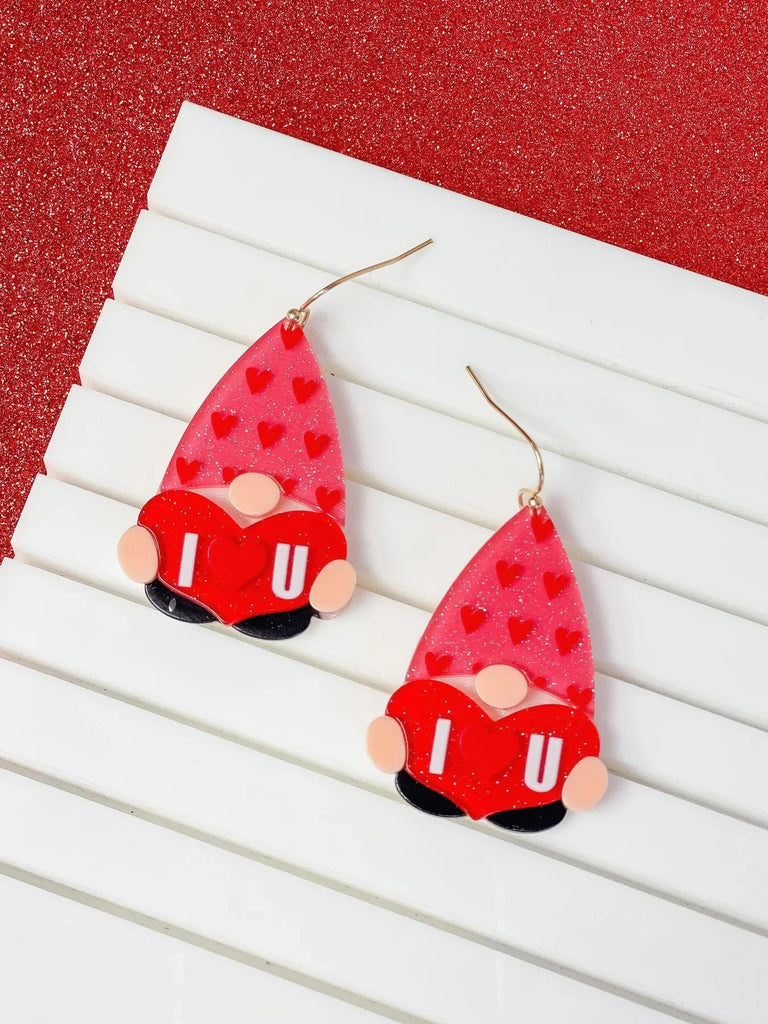 PREORDER: I Heart You Gnome Dangle Earrings - Molliee Boutique