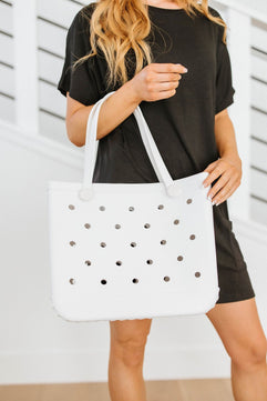 PREORDER: Waterproof Tote Bag in White - Molliee Boutique