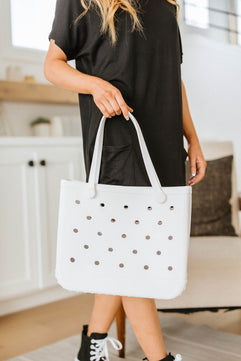 PREORDER: Waterproof Tote Bag in White - Molliee Boutique