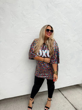 PREORDER: XOXO Sequin Top - Molliee Boutique