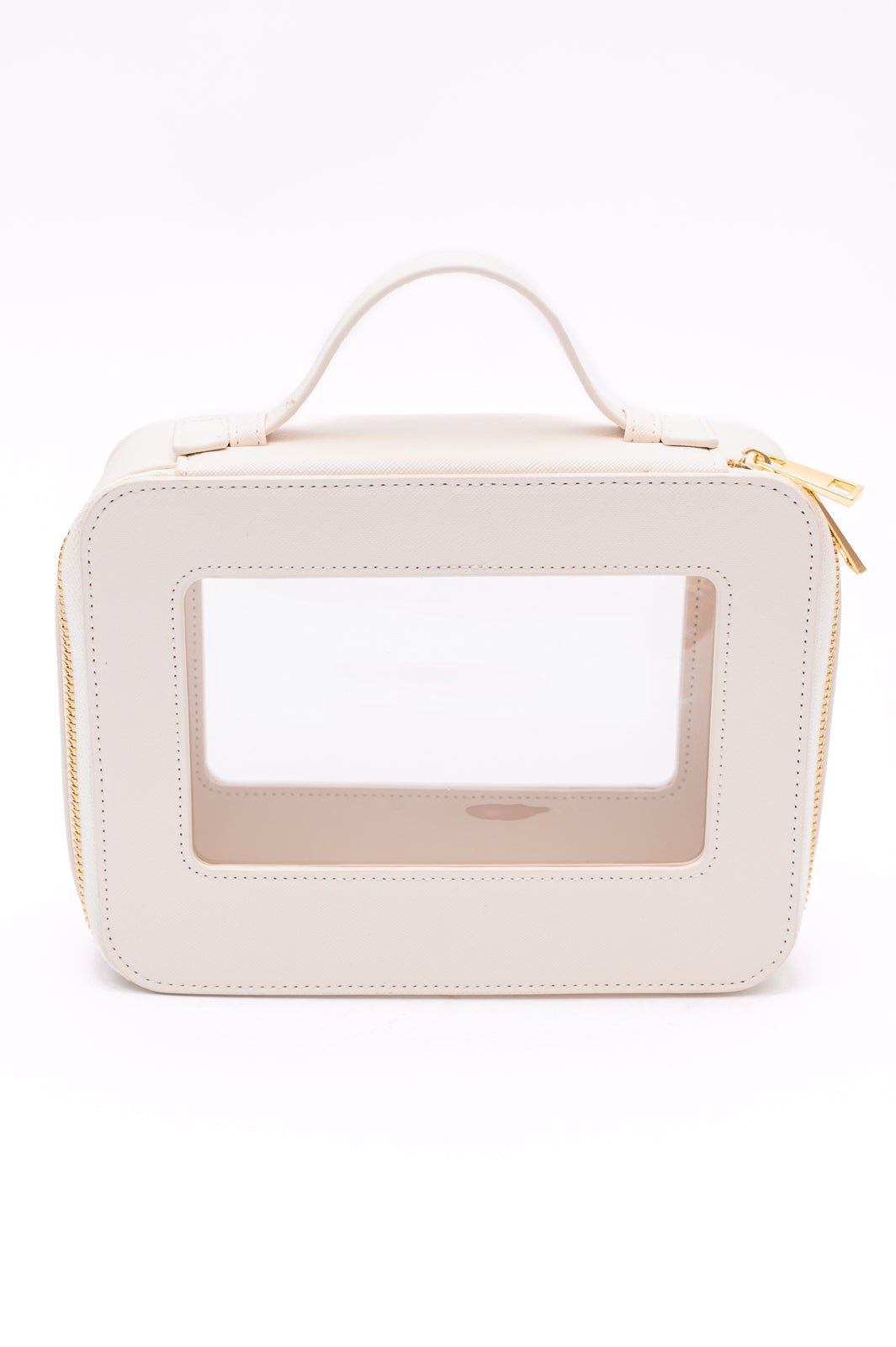 PU Leather Travel Cosmetic Case in Cream - Molliee Boutique