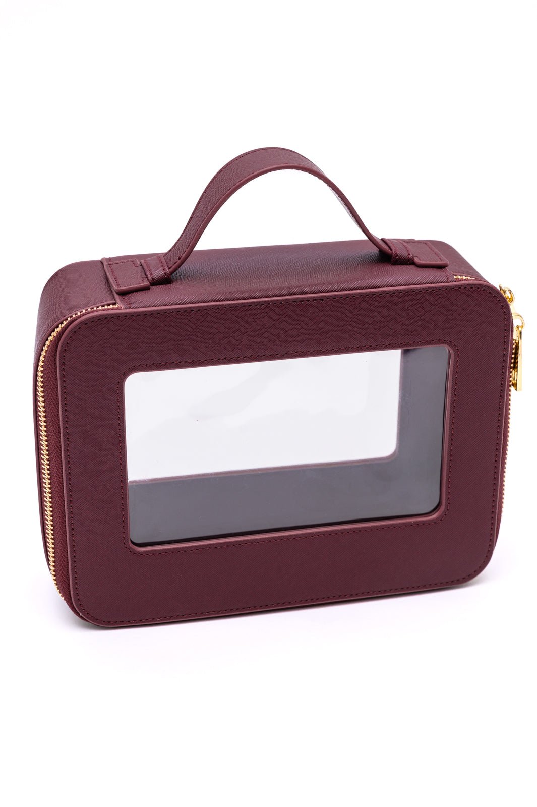 PU Leather Travel Cosmetic Case in Wine - Molliee Boutique