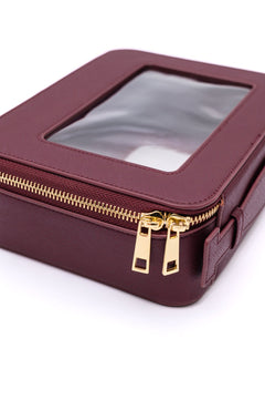 PU Leather Travel Cosmetic Case in Wine - Molliee Boutique