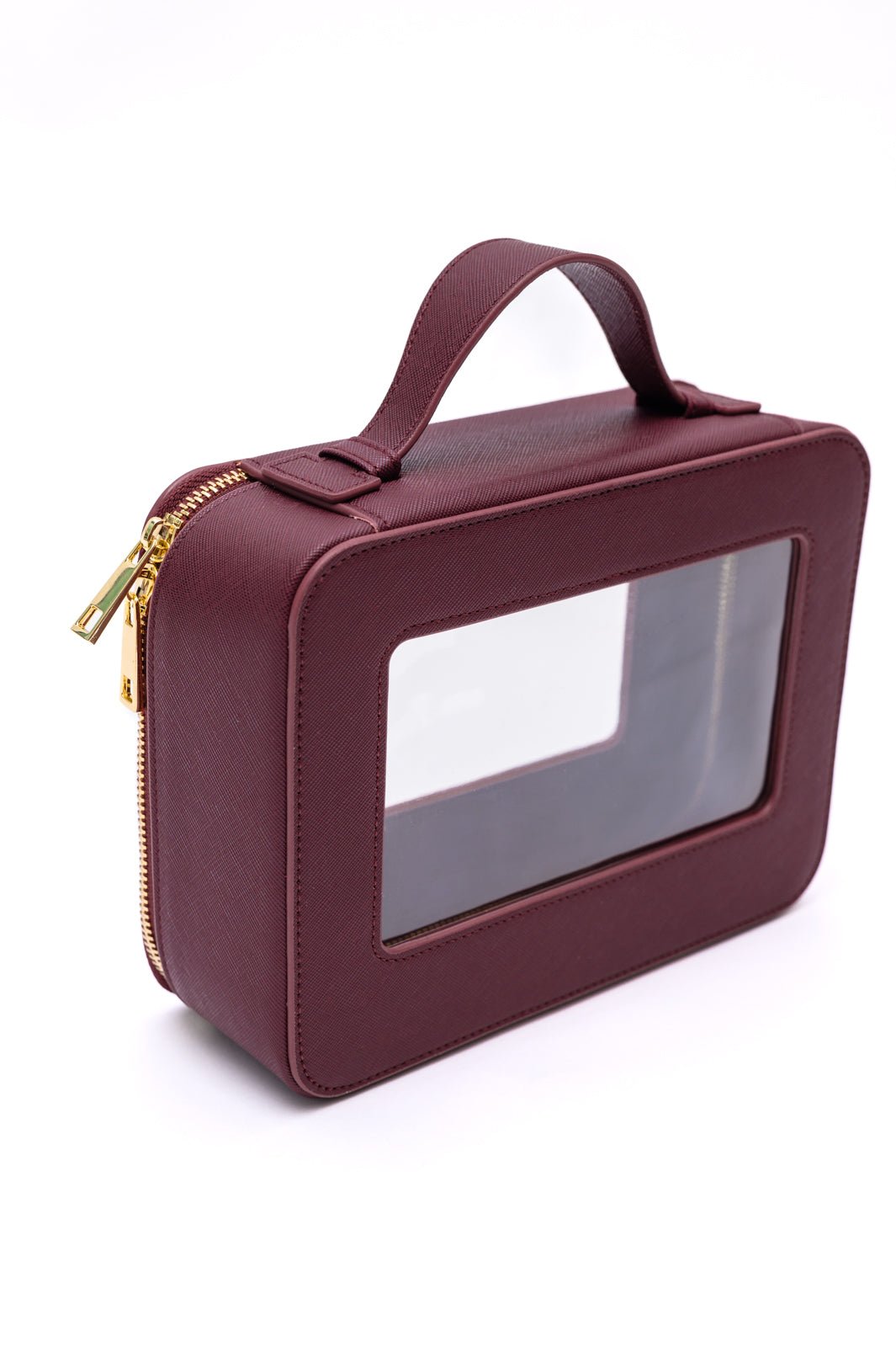 PU Leather Travel Cosmetic Case in Wine - Molliee Boutique